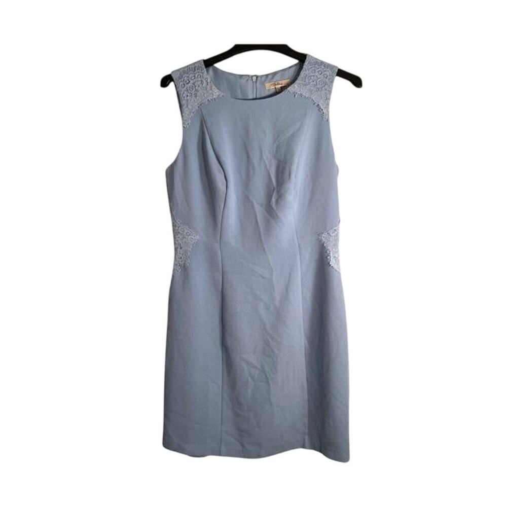 Darling Dress  Size M Blue Sleeveless Lined Back Zip Round Neck Lace Coquette